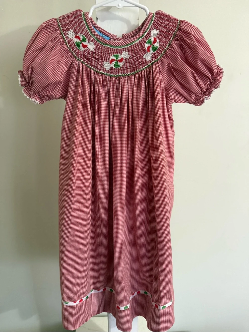 Anavini Hand Smoxked Christmas Bishop Dress